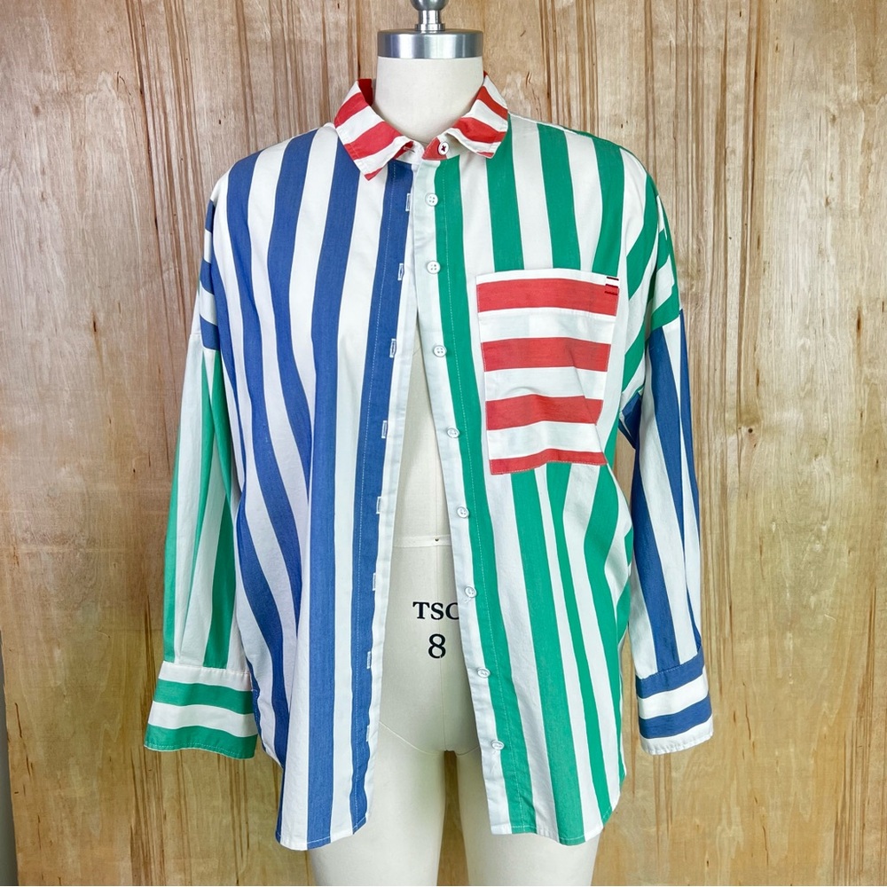 BDG Striped Color Block Button Down